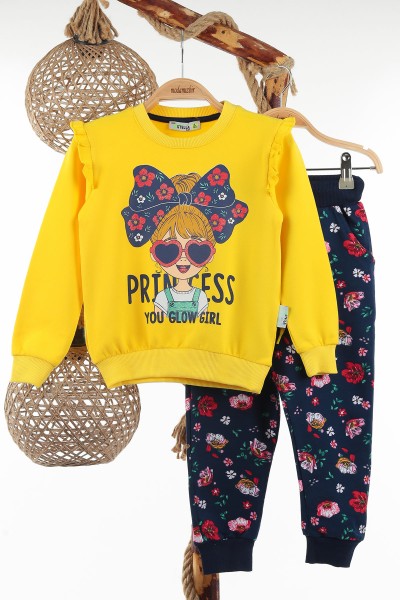 sari-4-8-yas-princess-kiz-baskili-kiz-cocuk-takim-137471