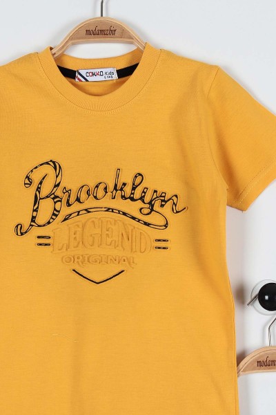 Sarı (5-8 Yaş) Brooklyn Legend Baskılı Şortlu Erkek Çocuk Takım 182986