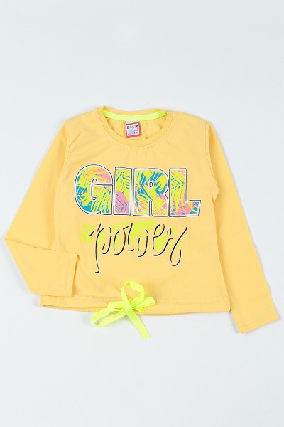 Sarı (5-8 Yaş) Girl Baskılı Belden Sıkmalı Kız Çocuk Sweatshirt 93184