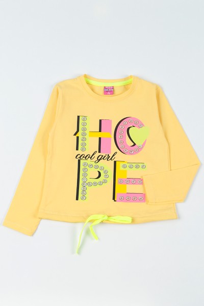 Sarı (5-8 Yaş) Hope Baskılı Belden Sıkmalı Kız Çocuk Sweatshirt 93061