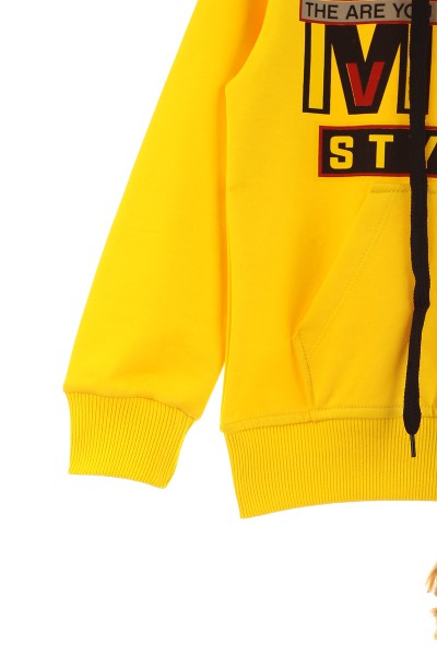 Sarı (5-8 Yaş) Make Baskılı Kapüşonlu Erkek Çocuk Sweat 152693
