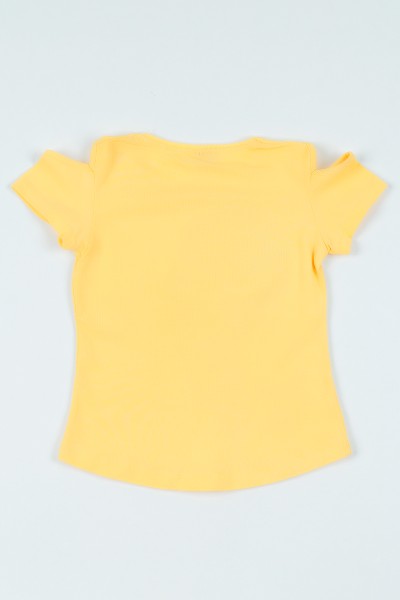 Sarı (5-8 yaş) Omuz Detay Taş İşlemeli Kız Çocuk Tişört 106192