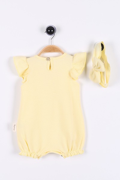 Sarı (6-18 Ay) Güpürlü Düğme Detaylı Kız Bebe Tulum 175395