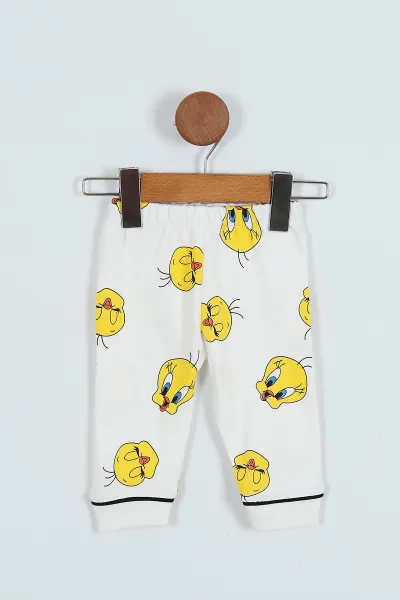 Sarı (6-24 Ay ) Civciv Baskılı Düğme Detaylı Bebe Pijama Takım 251325