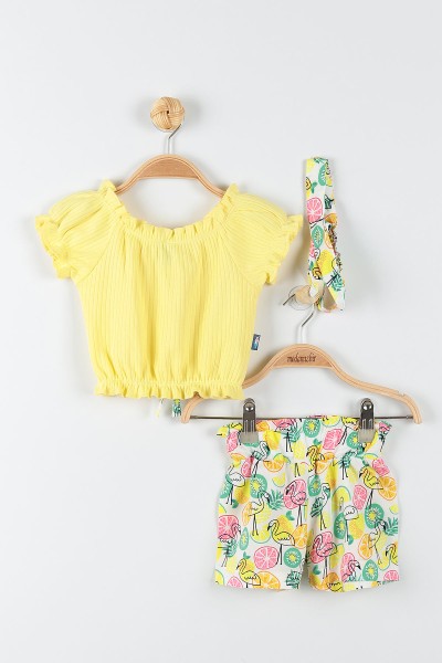 Sarı (6-24 Ay) Flamingo Desenli Kız Bebek Takım 175716