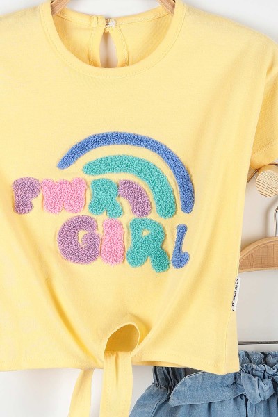Sarı (6-24 Ay) Pwr Girl Gökkuşağı Nakışlı Kız Çocuk Takım 171823