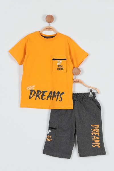 Sarı (7-10 Yaş) Dreams Baskılı Cepli Fermuar Detaylı Erkek ÇocukTakım 186348