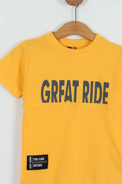 Sarı (7-10 Yaş) Great RIde Baskılı Şortlu Erkek Çocuk Takım 253693