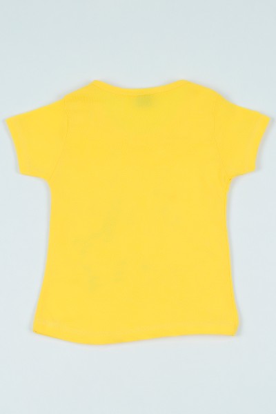 Sarı (7-12 yaş) Kız ve Aslan Baskılı Kız Çocuk Tişört 106836