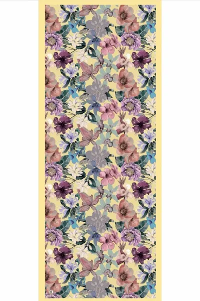 Sarı 70x180 Cm Dijital Baskılı Botanik Desen Soft Şal 482162
