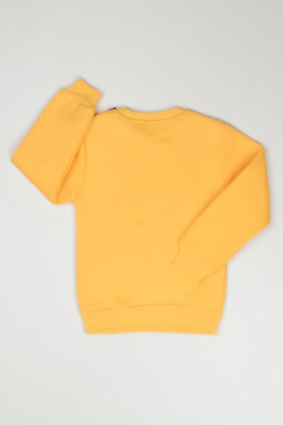 Sarı (8-12 Yaş) Baskılı İçi Şardonlu Kız Çocuk Sweatshirt 90841