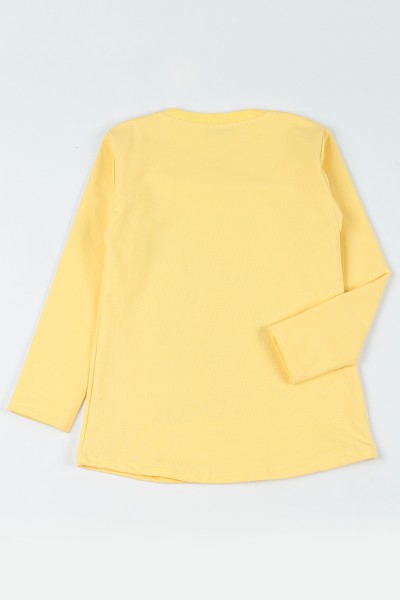 Sarı (8-14 Yaş)Taşlı İçi Şardonlu Kız Çocuk Sweatshirt 92790