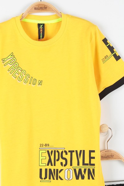Sarı (9-12 Yaş) Expstyle Baskılı Cep Detaylı Erkek Çocuk Takım 177434