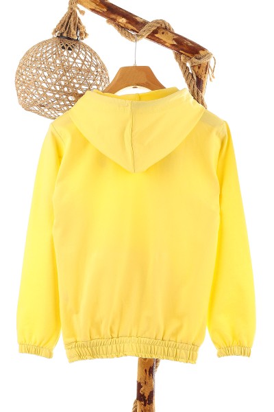 Sarı (9-12 Yaş) Kapüşonlu Mevsimlik Kız Çocuk sweat 157098