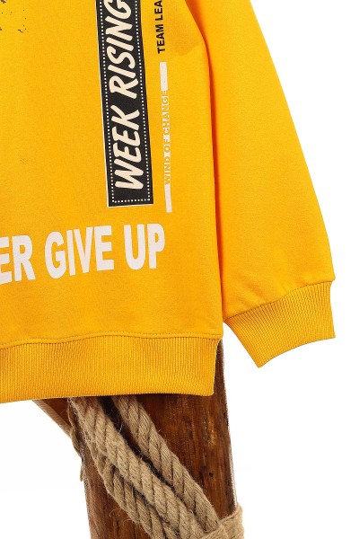 Sarı (9-12 Yaş) Never Gıve Up Baskılı Erkek Çocuk Sweat 150919