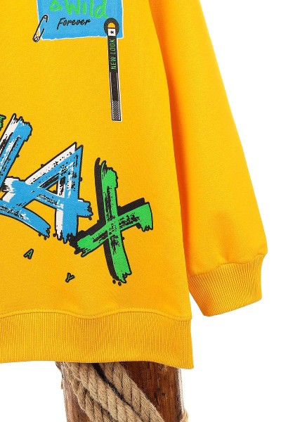 Sarı (9-12 Yaş) Relax Baskılı Erkek Çocuk Sweat 150947