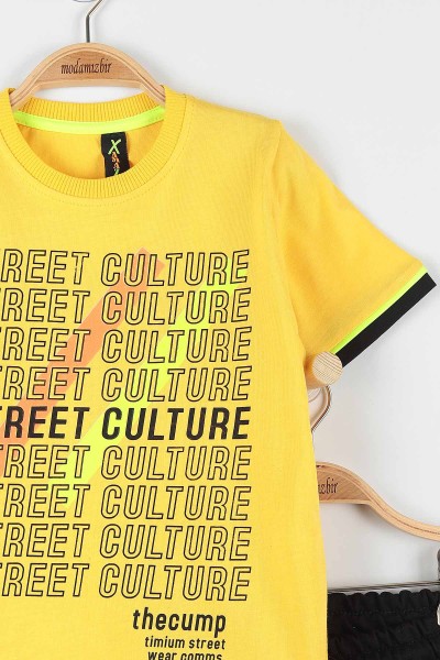 Sarı (9-12 Yaş) Street Culture Baskılı Cep Detaylı Erkek Çocuk Takım 177426