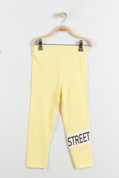 Sarı (9-12 Yaş) Street Wear Baskılı Kapüşon Detaylı Kız Çocuk Takım 176955