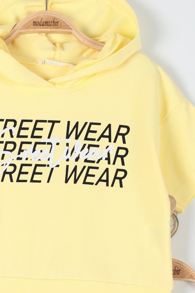 Sarı (9-12 Yaş) Street Wear Baskılı Kız Çocuk Takım 180952