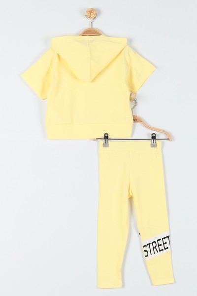 Sarı (9-12 Yaş) Street Wear Baskılı Kız Çocuk Takım 180952