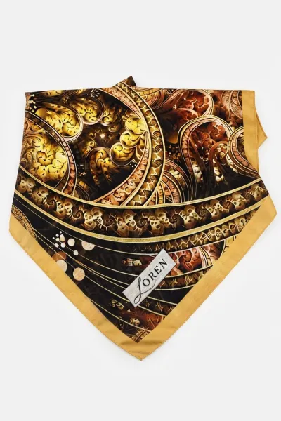 Sarı 90x90 Cm Dijital Baskılı Filigree Desen Soft Eşarp 498760