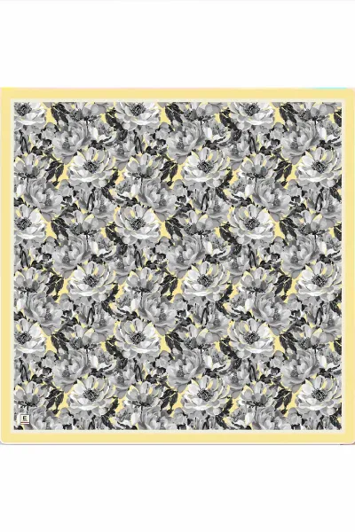 Sarı 95x95 Cm Dijital Baskılı Botanik Desen Soft Eşarp 473306