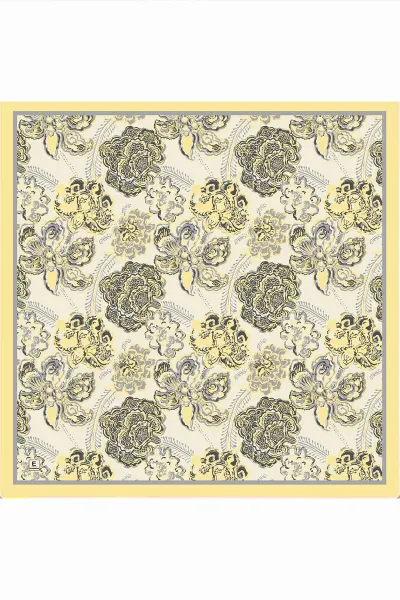Sarı 95x95 Cm Dijital Baskılı Mercan Desen Soft Eşarp 473268