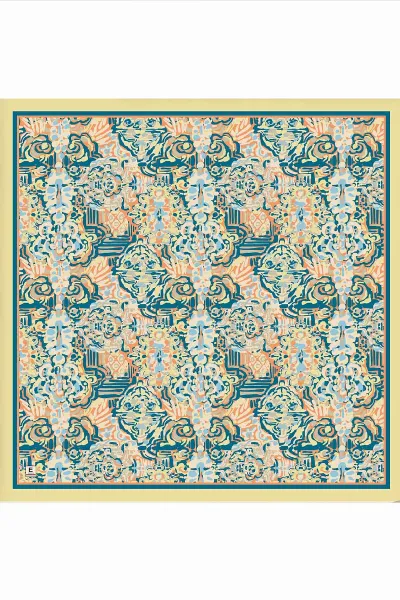 Sarı 95x95 Cm Dijital Baskılı Valencia Desen Soft Eşarp 473344