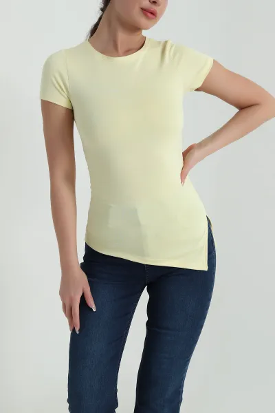 Sarı Asimetrik Kesim Büzgülü Oysho Kadın Bluz 458327