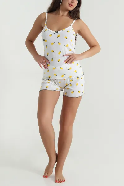 Sarı Askılı Şortlu Kadın Pijama Takımı 473964