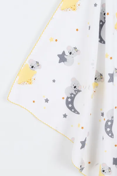 Sarı Ay Yıldız Desenli Tek Kat Pazen Battaniye (En:80 cm Boy:90 cm) 298315