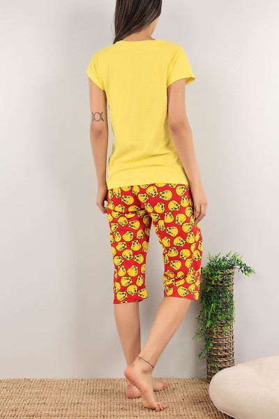Sarı Baskılı Bayan Pijama Takımı 120232