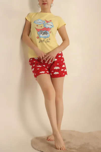 Sarı Baskılı Bayan Pijama Takımı 165729