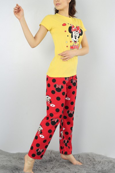 Sarı Baskılı Bayan Pijama Takımı 52101