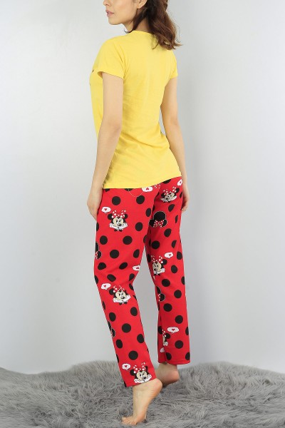 Sarı Baskılı Bayan Pijama Takımı 52101