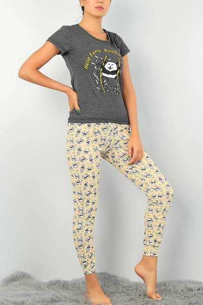 Sarı Baskılı Bayan Pijama Takımı 73550