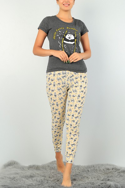 Sarı Baskılı Bayan Pijama Takımı 73550