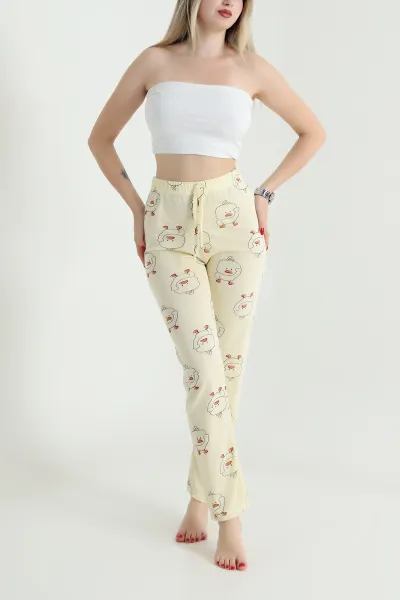 Sarı Baskılı Kadın Pijama Altı 484605