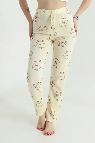Sarı Baskılı Kadın Pijama Altı 484605