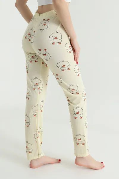 Sarı Baskılı Kadın Pijama Altı 484605