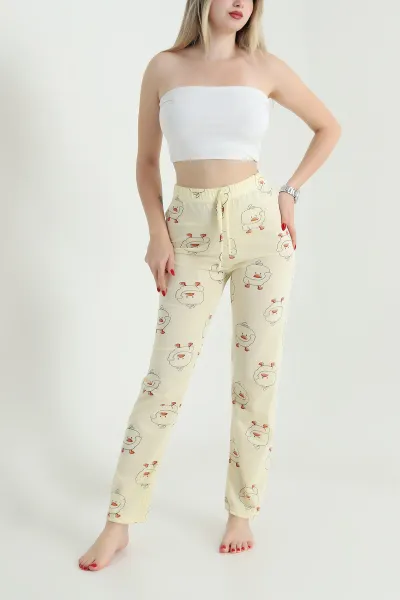 Sarı Baskılı Kadın Pijama Altı 484605