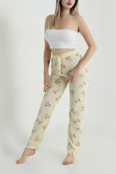 Sarı Baskılı Kadın Pijama Altı 487737