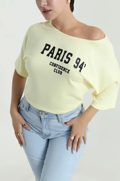 Sarı Baskılı Kristal Kadın Bluz 482093