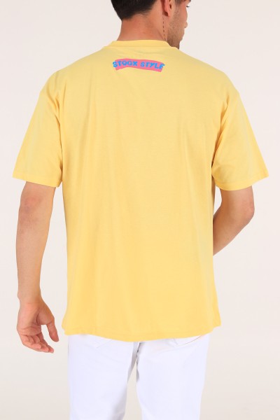 Sarı Baskılı Oversize Erkek Tişört 176238