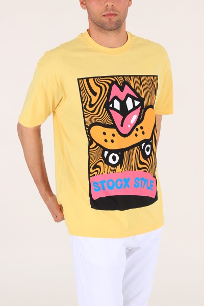 Sarı Baskılı Oversize Erkek Tişört 176238