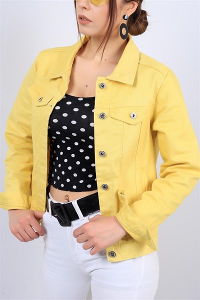 Sarı Bayan Kot Ceket 13665B