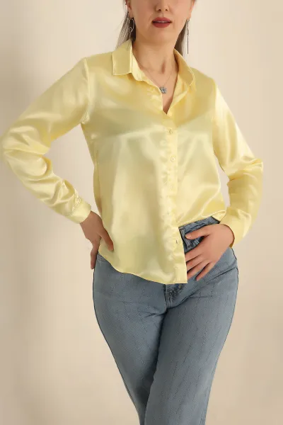 Sarı Bayan Saten Gömlek 238508