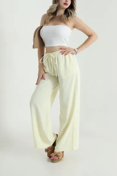 Sarı Bel Lastikli Linda Kadın Pantolon 484340