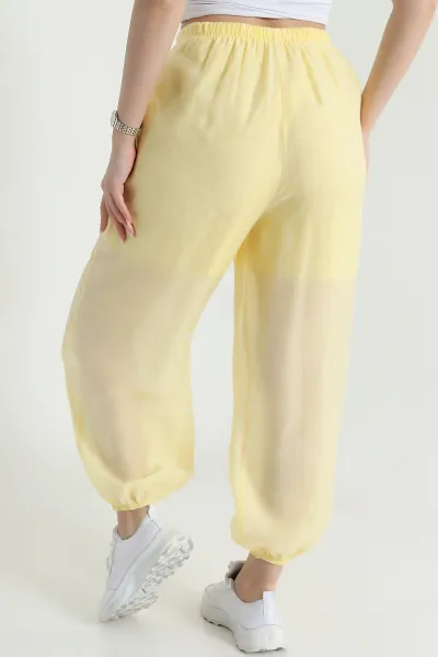 Sarı Bel ve Paça Lastikli Tensel Kadın Pantolon 457048