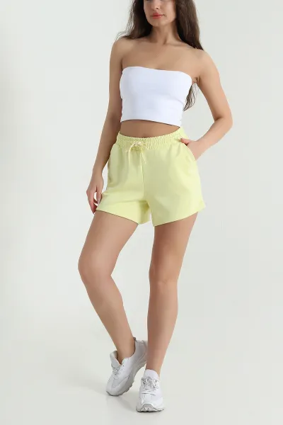 Sarı Beli Lastikli Modal Kadın Şort 461572